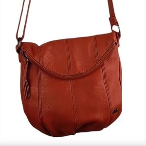 the SAK Deena Orange Leather Slouchy Crossbody Bag
